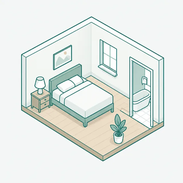 A tidy, sunlit room