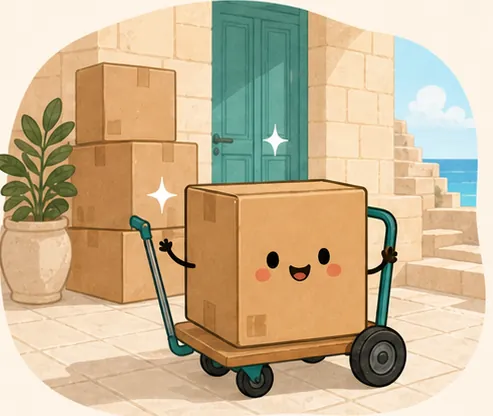 Move cleaning boxes and trolley illustration