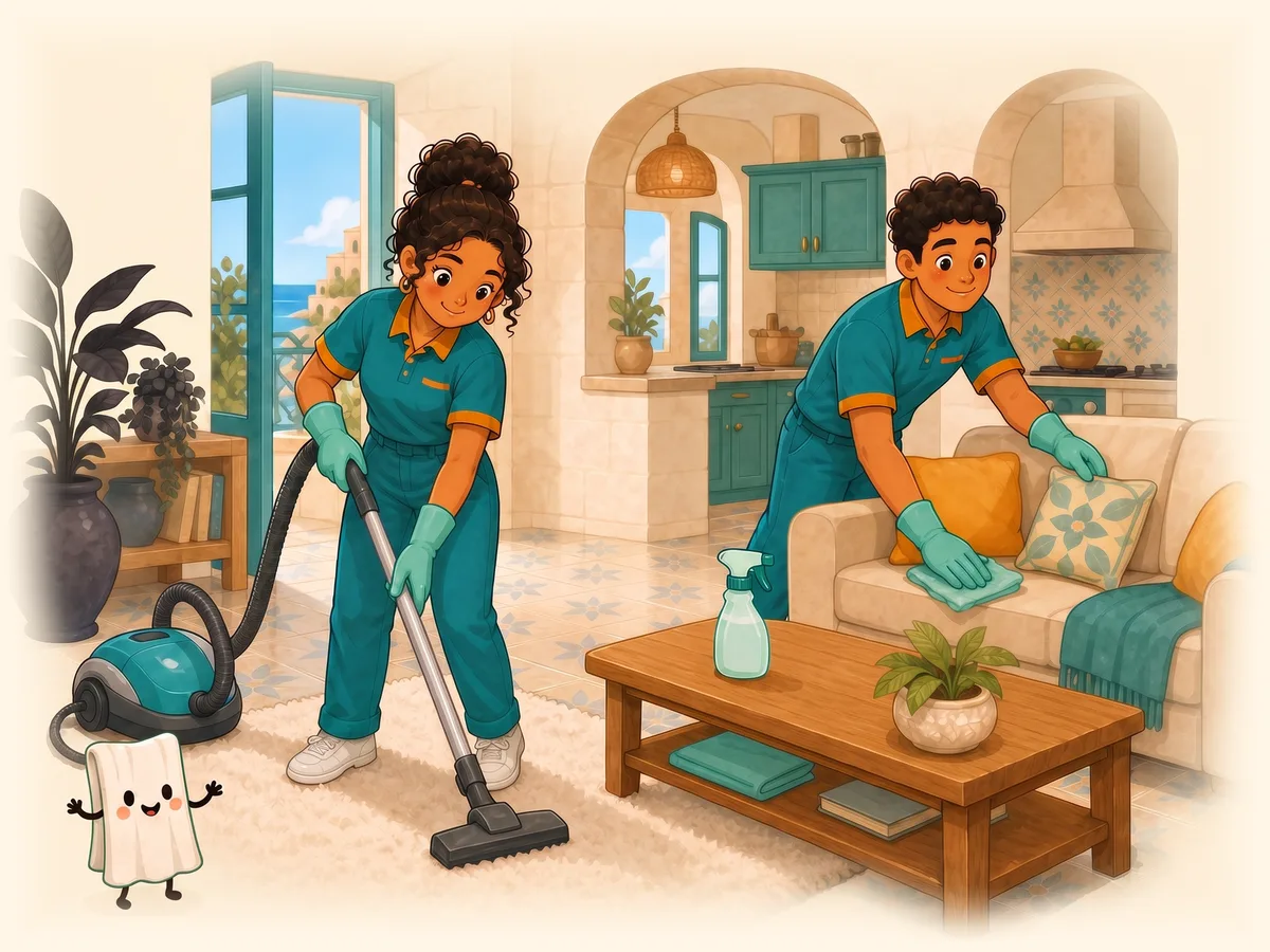 Regular cleaning spray and cloth illustration