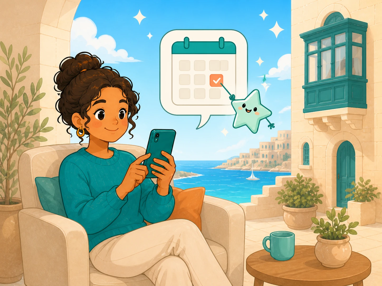 Customer books a home cleaning on her phone in Malta